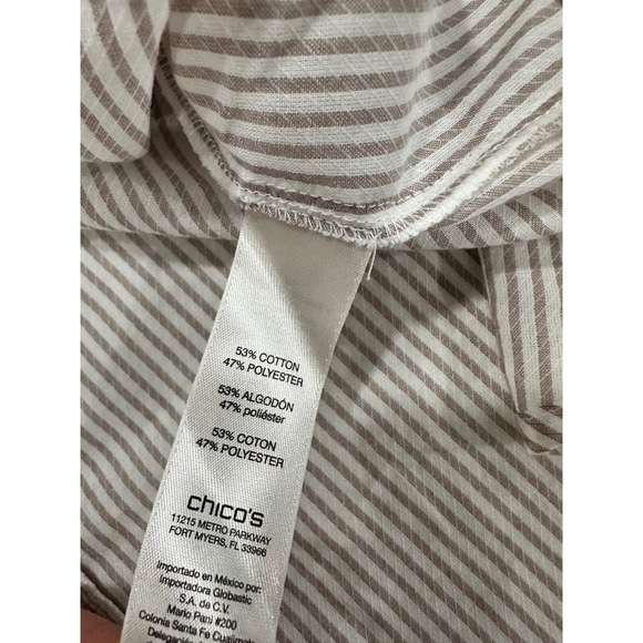 Chico's Women's Striped Button Down Long Sleeve Top Tunic‎ Career Casual - Picture 4 of 6